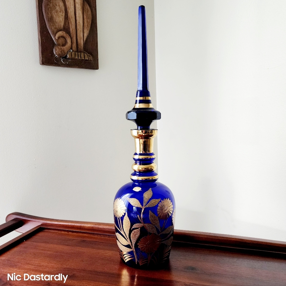 Vintage Egermann Colbalt Blue Decanter